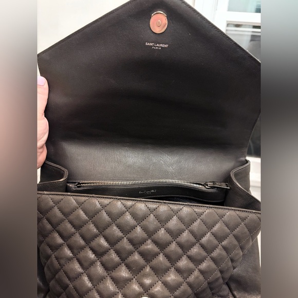 YSL Leather Bag Monogram College Flap Quilted w/ Chain - Picture 13 of 16